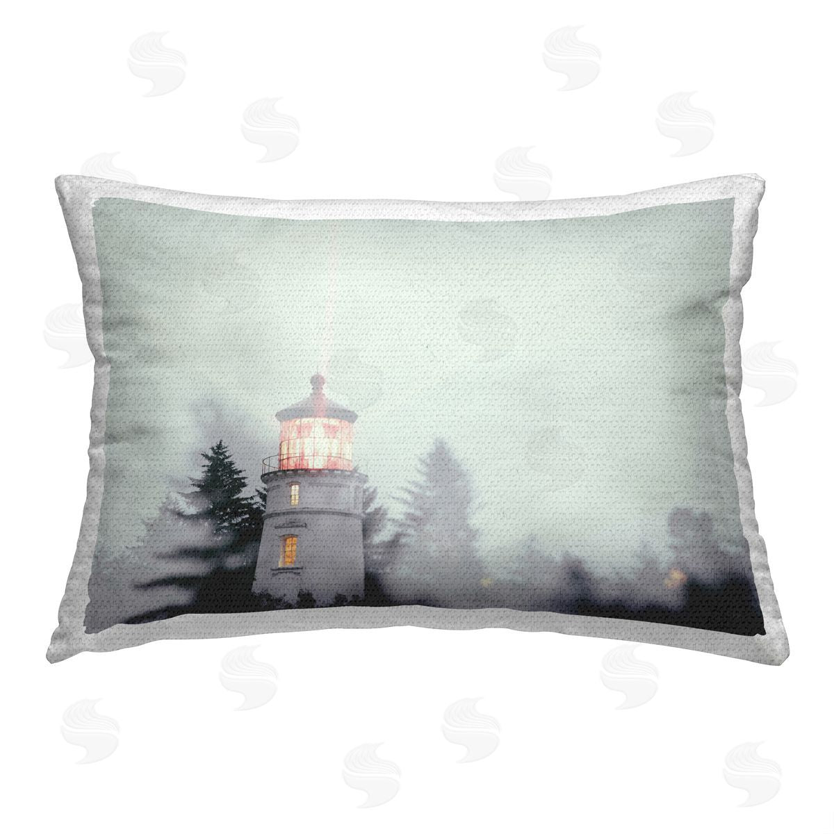 Nathan Larson Lighthouse & Pine Trees Outdoor Quick-Dry Polyester Printed Throw Pillow