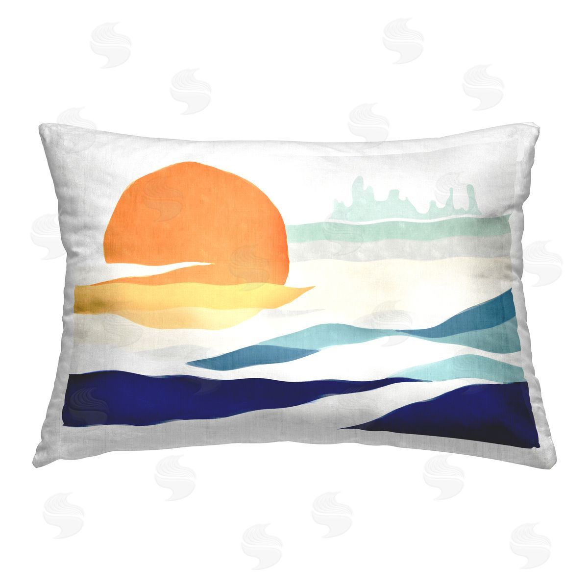 Ziwei Li Sun & Beach Waves Printed Plush Polyester Throw Pillow