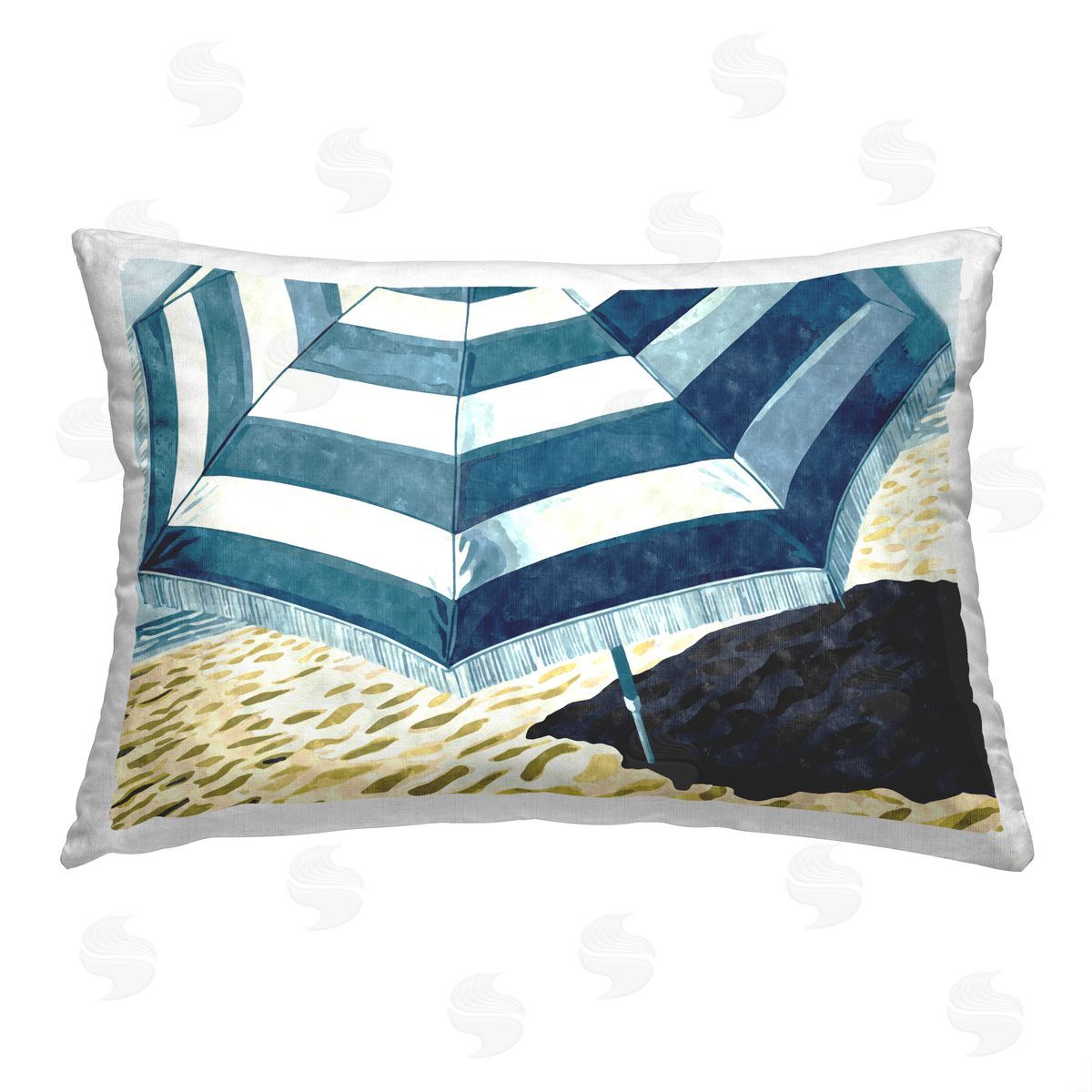 Ziwei Li Striped Beach Umbrella Printed Plush Polyester Throw Pillow
