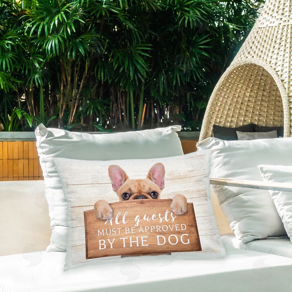 Furry Portraits Approved By Dog Phrase Outdoor Quick-Dry Polyester Printed Throw Pillow in Back Yard