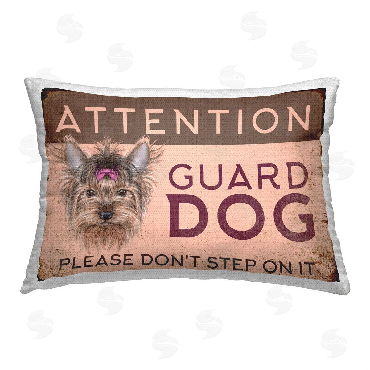 Retro Revivals Collective Attention Guard Dog Phrase Outdoor Quick-Dry Polyester Printed Throw Pillow