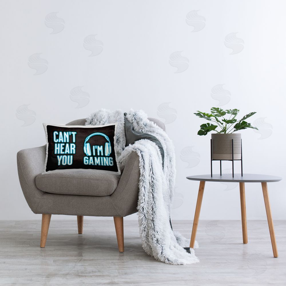 Logic Nerds I'm Gaming Neon Phrase Printed Plush Polyester Throw Pillow On Chair