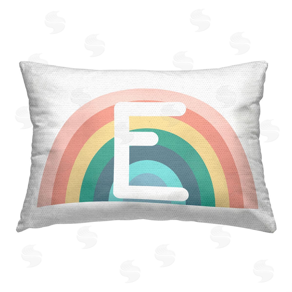 Daphne Polselli Rainbow Initial E Outdoor Quick-Dry Polyester Printed Throw Pillow