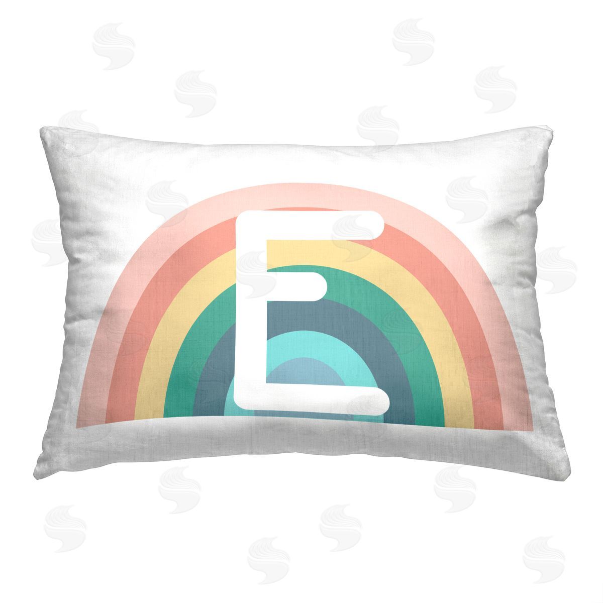 Daphne Polselli Rainbow Initial E Printed Plush Polyester Throw Pillow