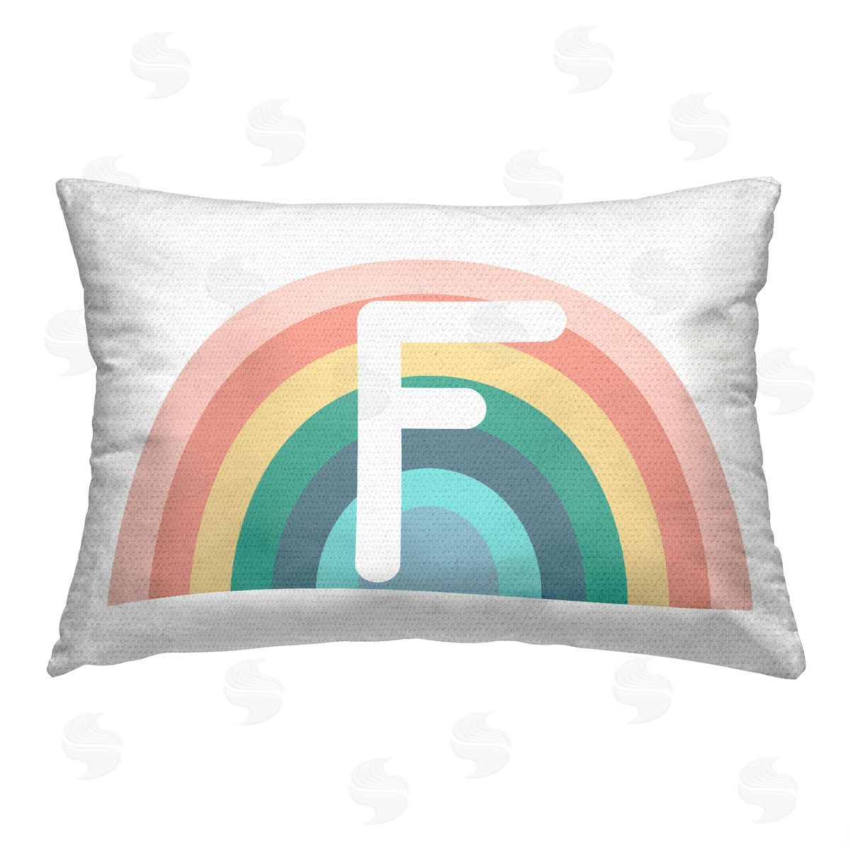 Daphne Polselli Rainbow Initial F Outdoor Quick-Dry Polyester Printed Throw Pillow