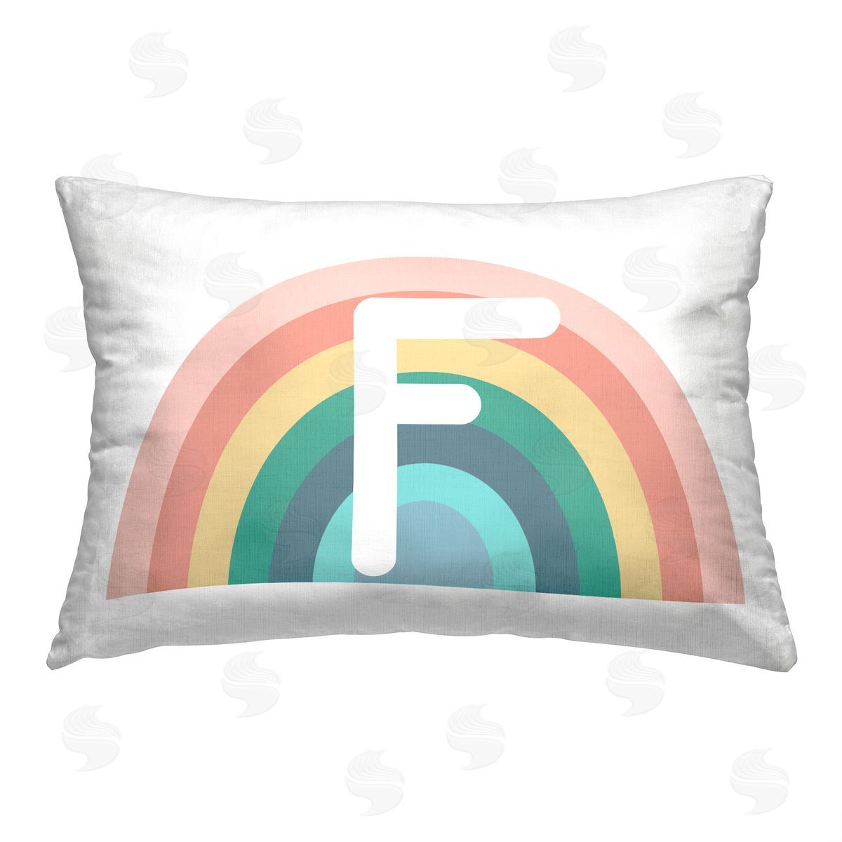 Daphne Polselli Rainbow Initial F Printed Plush Polyester Throw Pillow