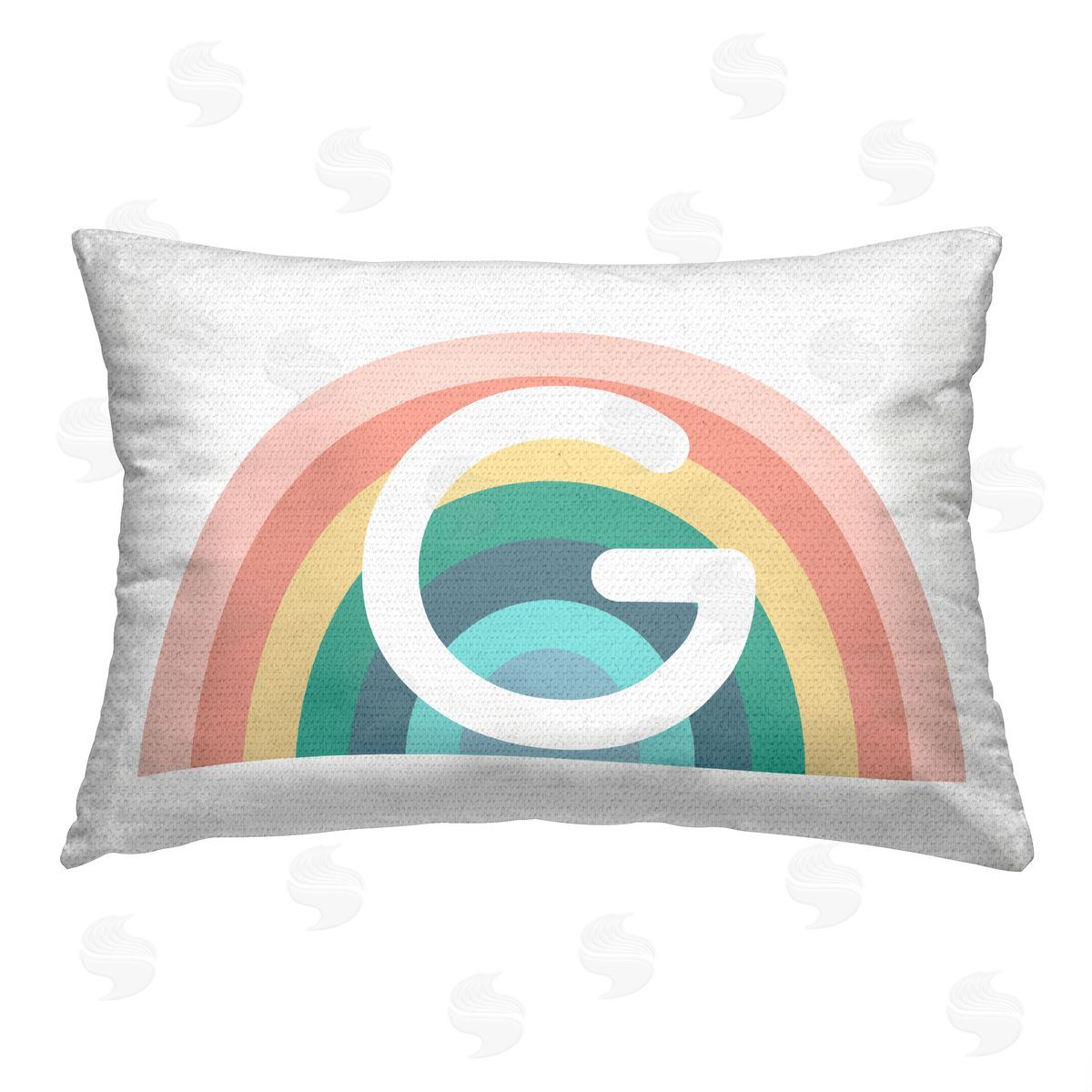 Daphne Polselli Rainbow Initial G Outdoor Quick-Dry Polyester Printed Throw Pillow