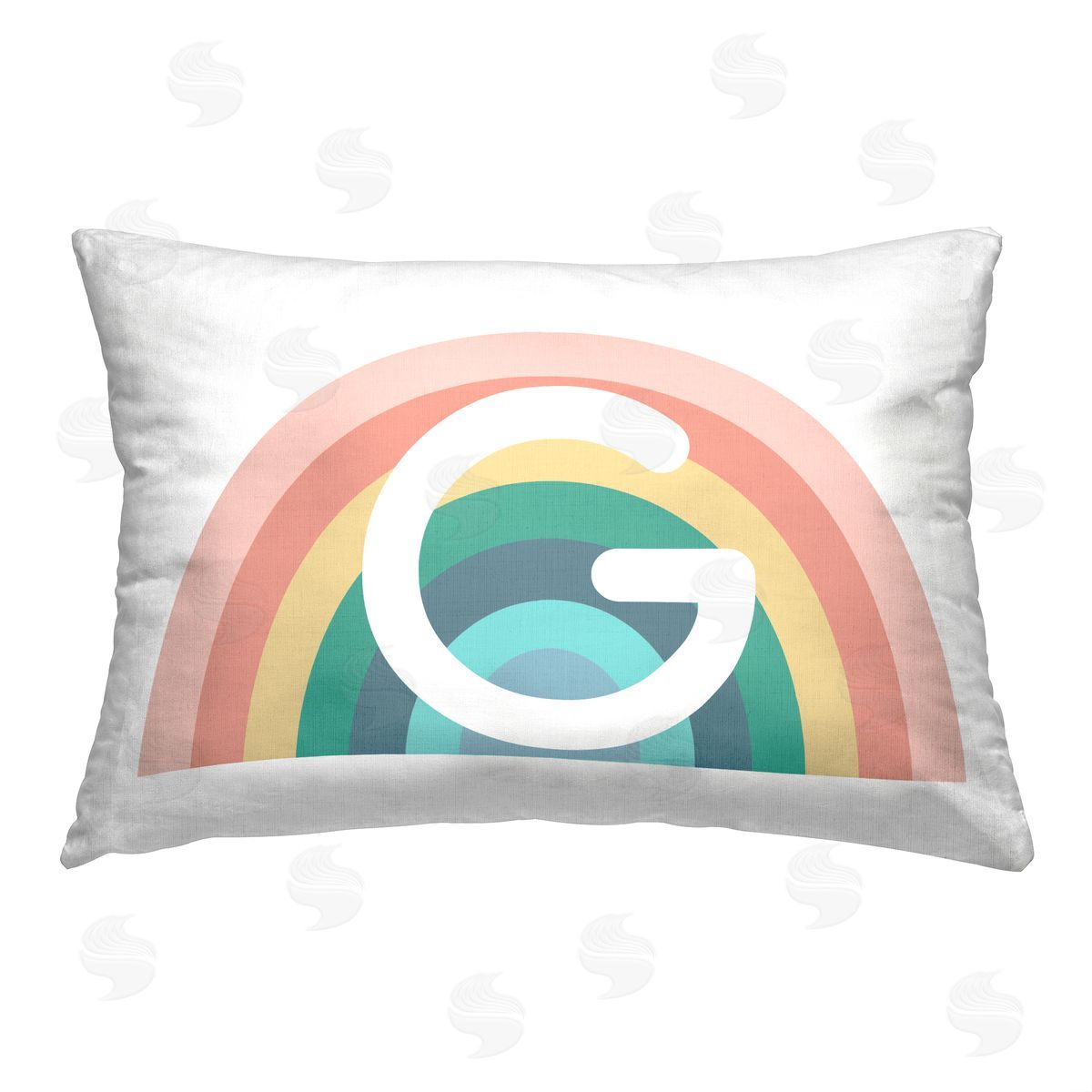 Daphne Polselli Rainbow Initial G Printed Plush Polyester Throw Pillow