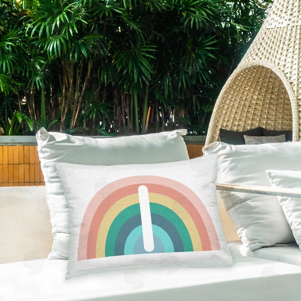 Daphne Polselli Rainbow Initial I Outdoor Quick-Dry Polyester Printed Throw Pillow in Back Yard