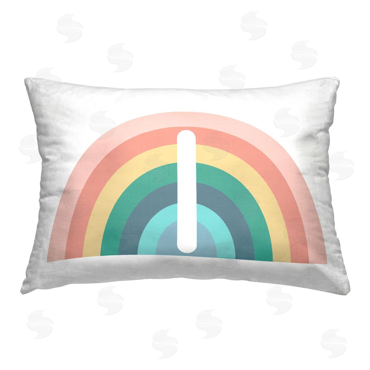 Daphne Polselli Rainbow Initial I Printed Plush Polyester Throw Pillow