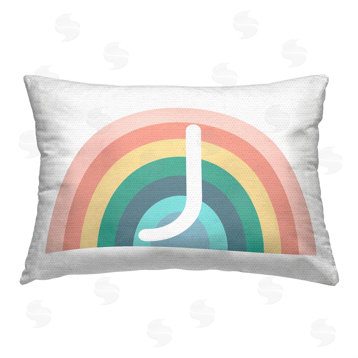 Daphne Polselli Rainbow Initial J Outdoor Quick-Dry Polyester Printed Throw Pillow
