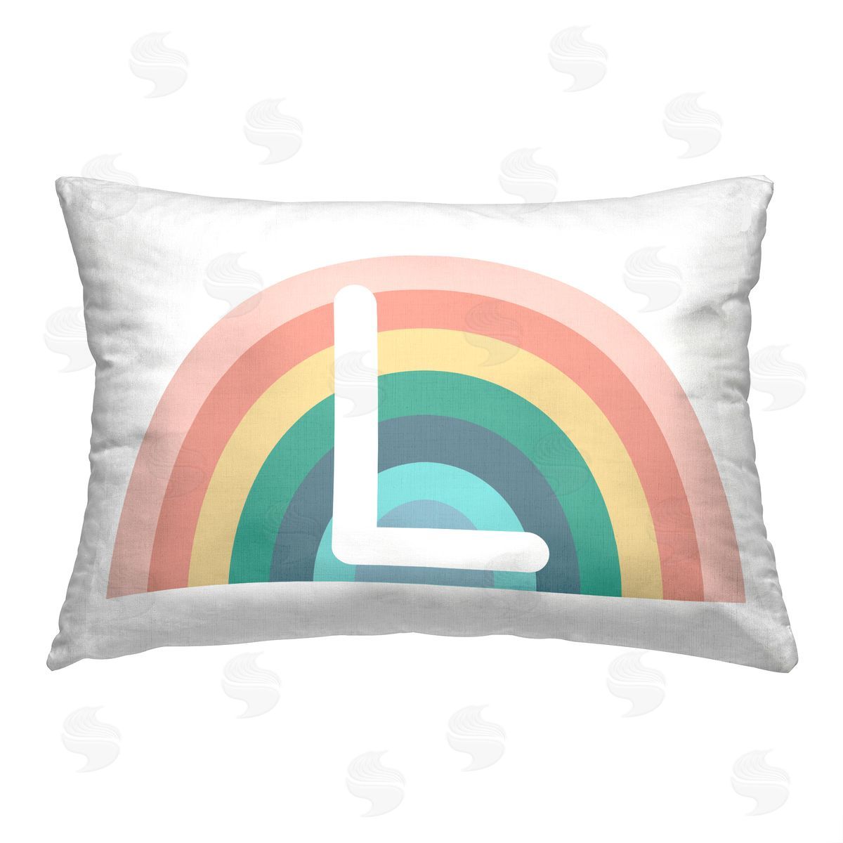 Daphne Polselli Rainbow Initial L Printed Plush Polyester Throw Pillow
