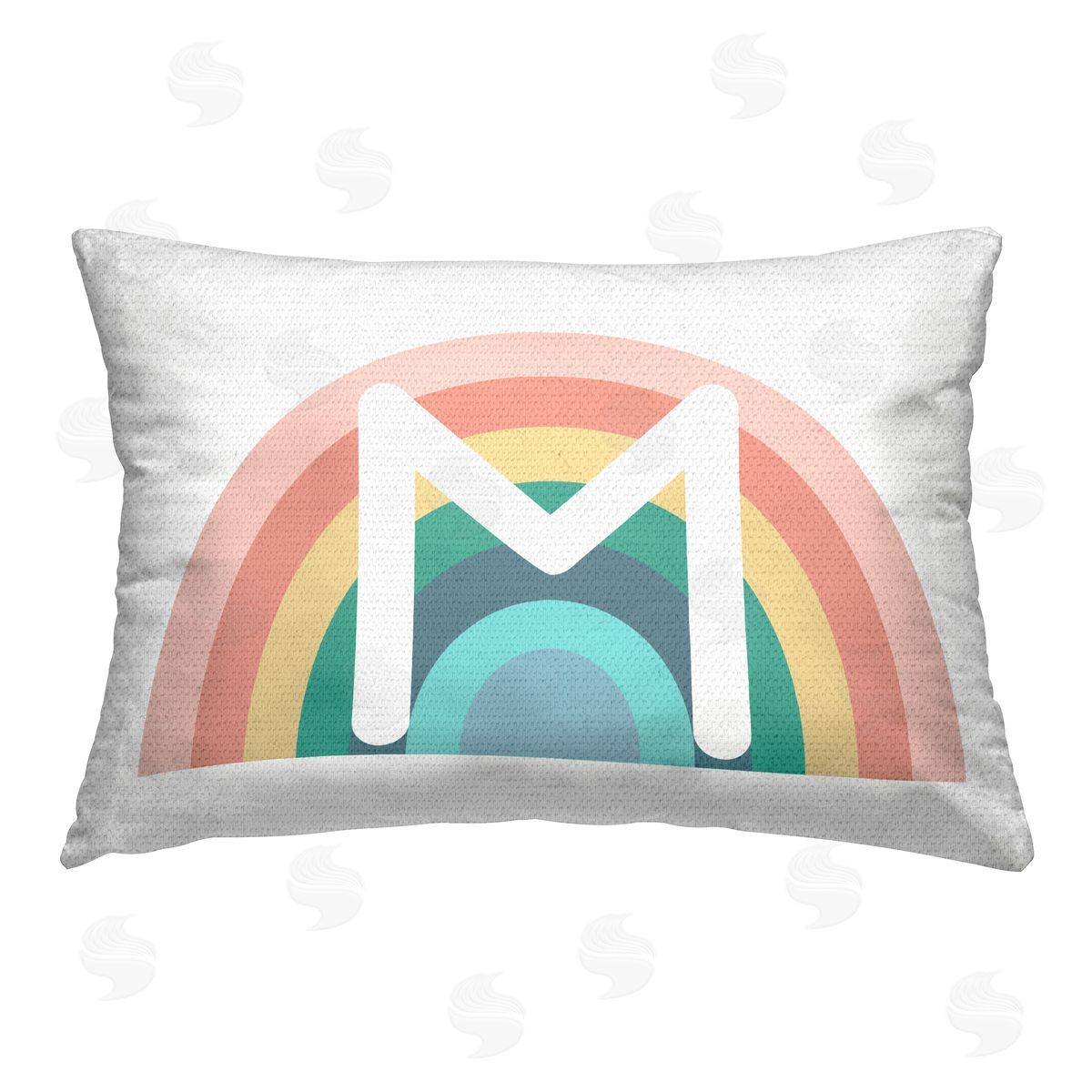 Daphne Polselli Rainbow Initial M Outdoor Quick-Dry Polyester Printed Throw Pillow