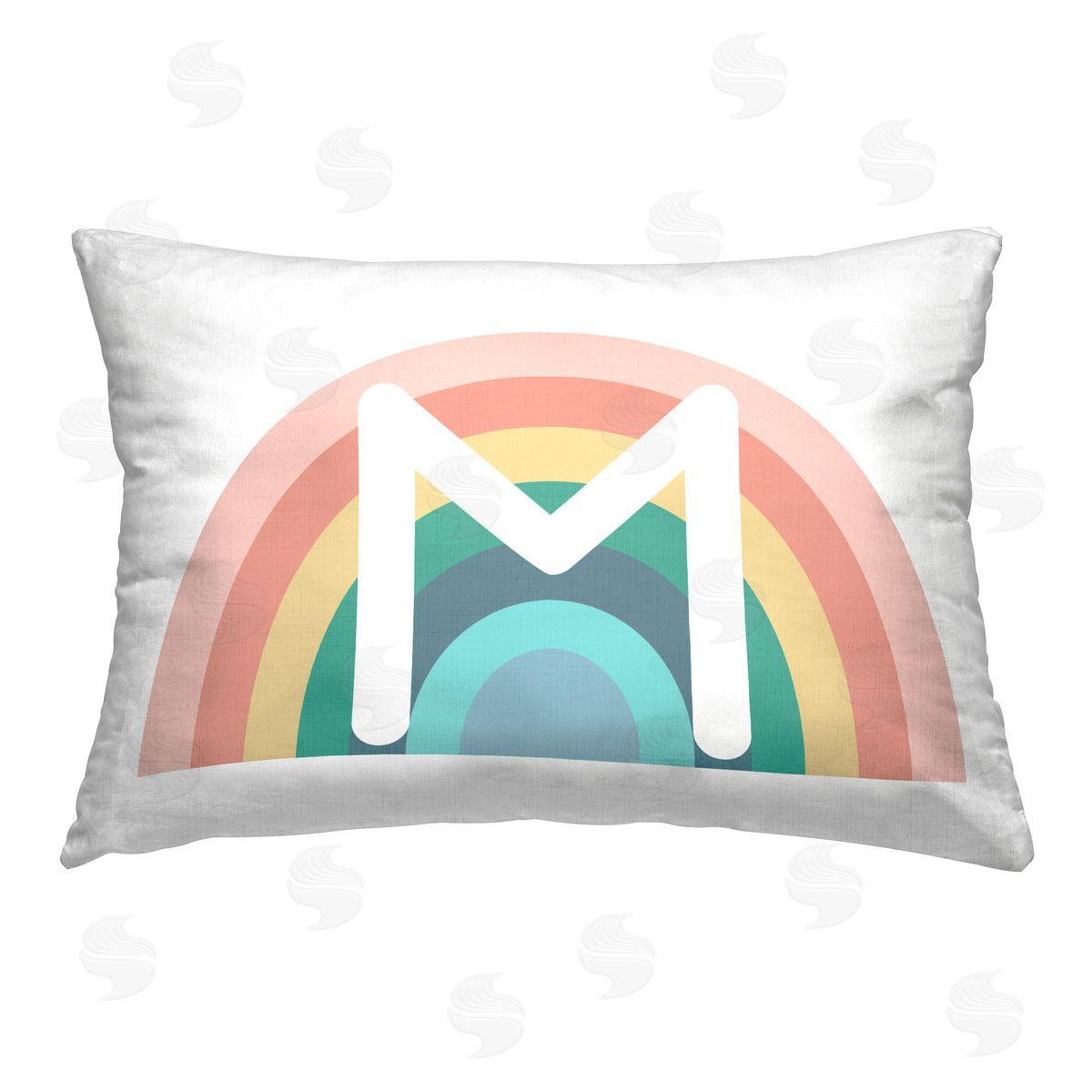 Daphne Polselli Rainbow Initial M Printed Plush Polyester Throw Pillow