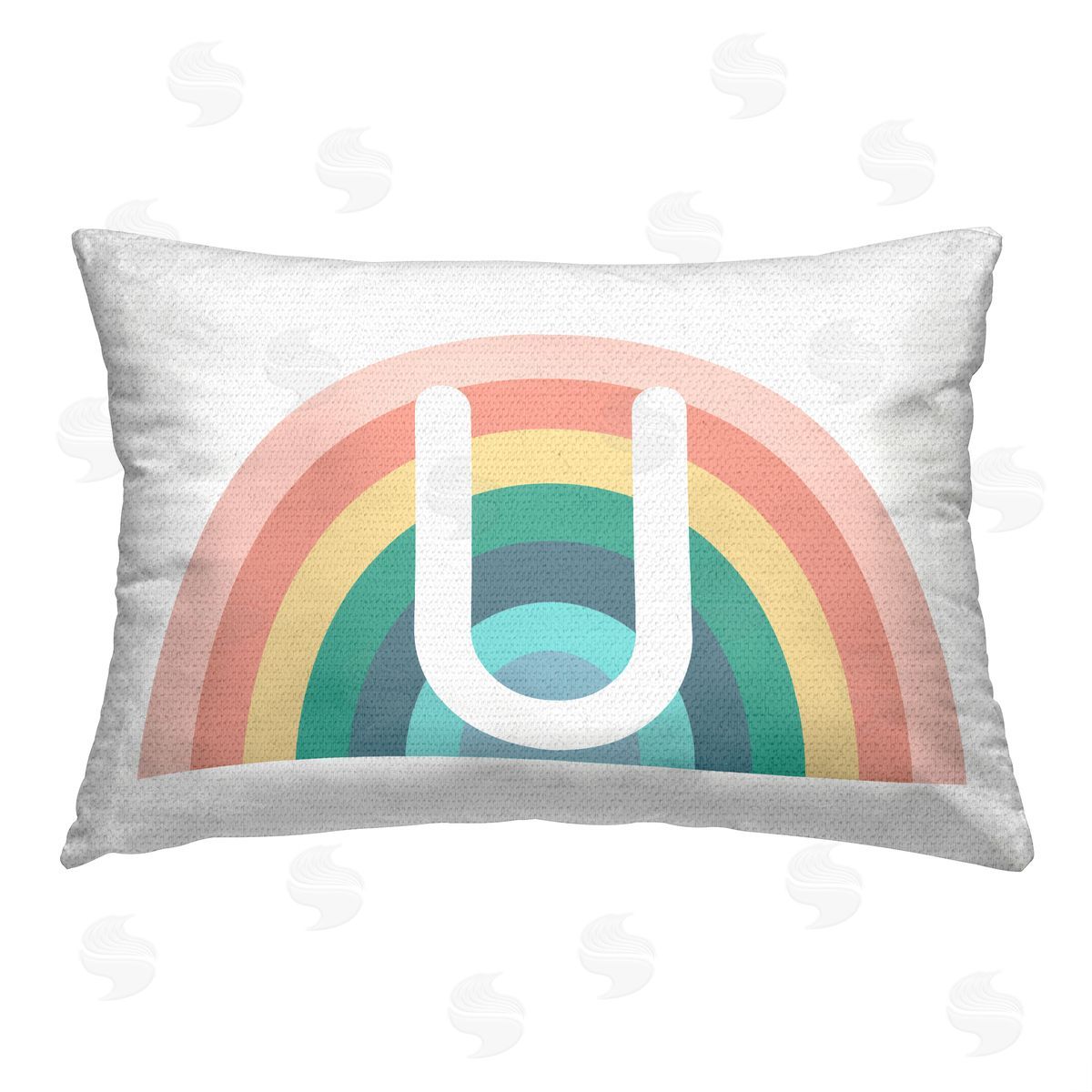 Daphne Polselli Rainbow Initial U Outdoor Quick-Dry Polyester Printed Throw Pillow