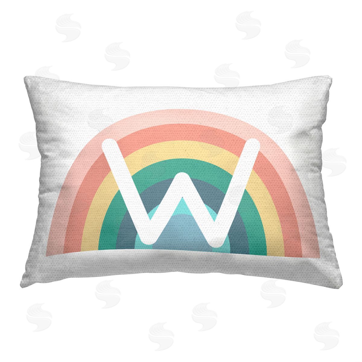 Daphne Polselli Rainbow Initial W Outdoor Quick-Dry Polyester Printed Throw Pillow