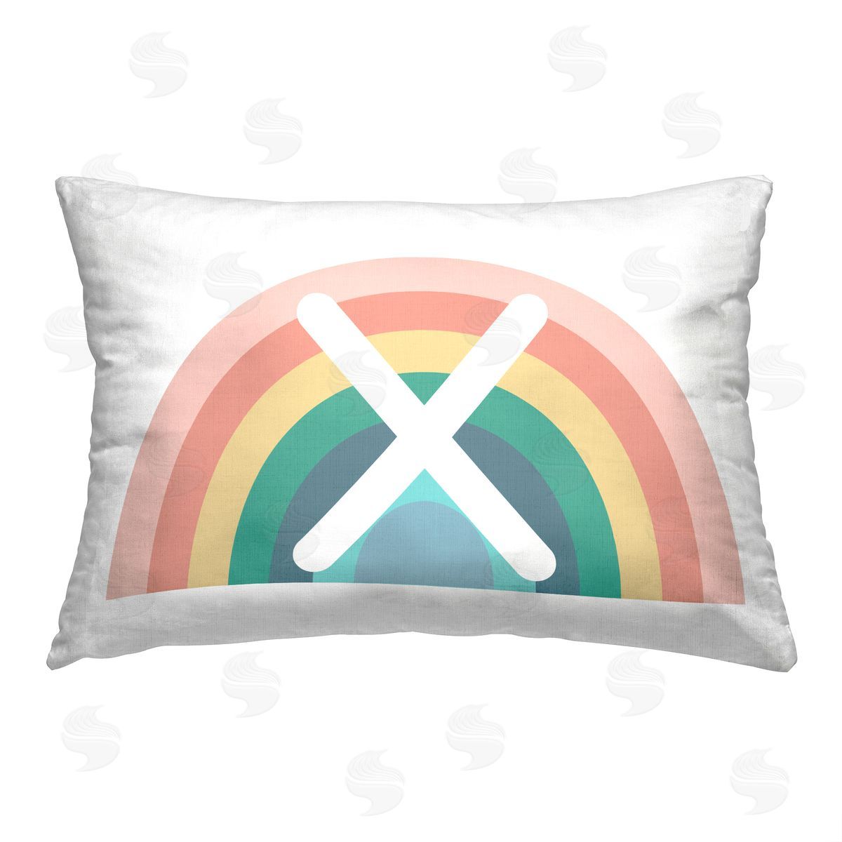 Daphne Polselli Rainbow Initial X Printed Plush Polyester Throw Pillow