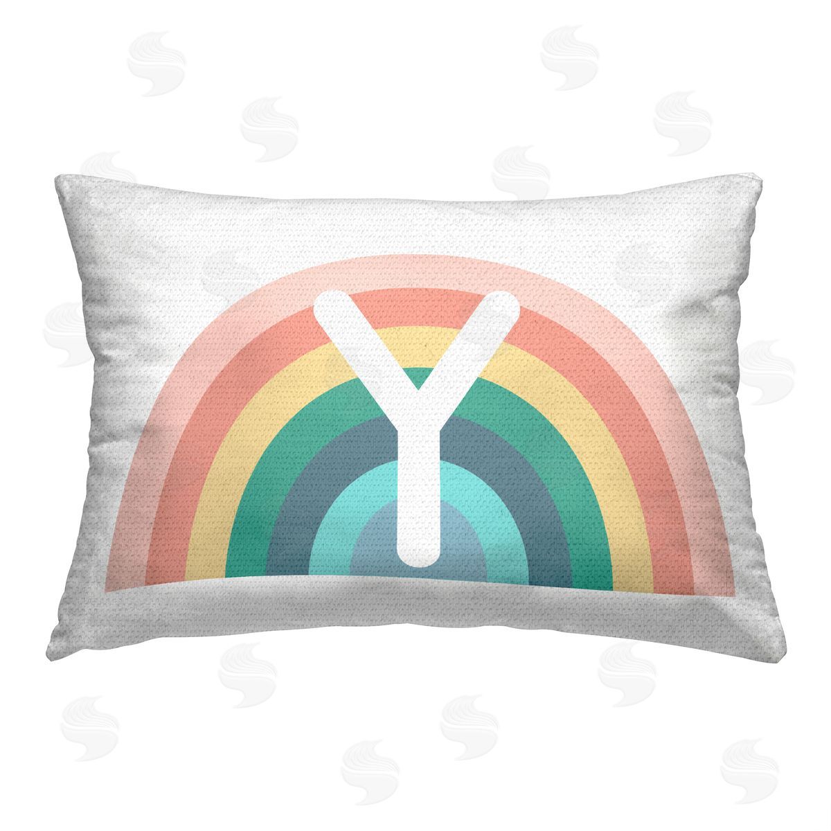 Daphne Polselli Rainbow Initial Y Outdoor Quick-Dry Polyester Printed Throw Pillow