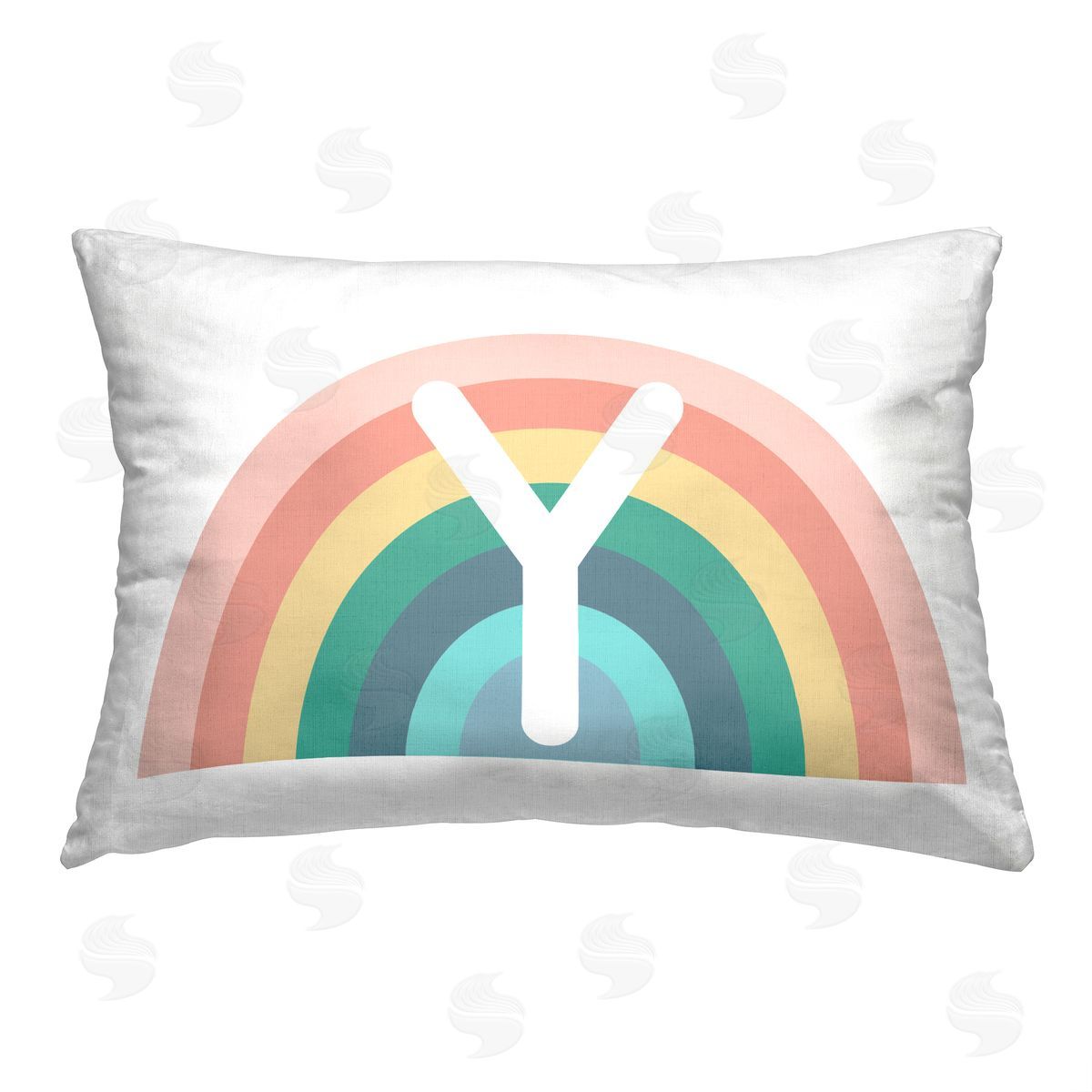 Daphne Polselli Rainbow Initial Y Printed Plush Polyester Throw Pillow