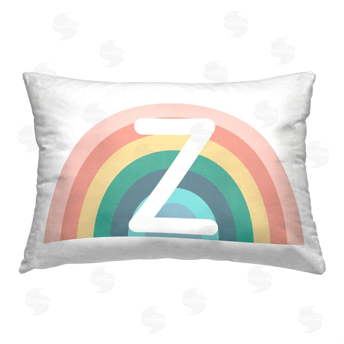 Daphne Polselli Rainbow Initial Z Printed Plush Polyester Throw Pillow