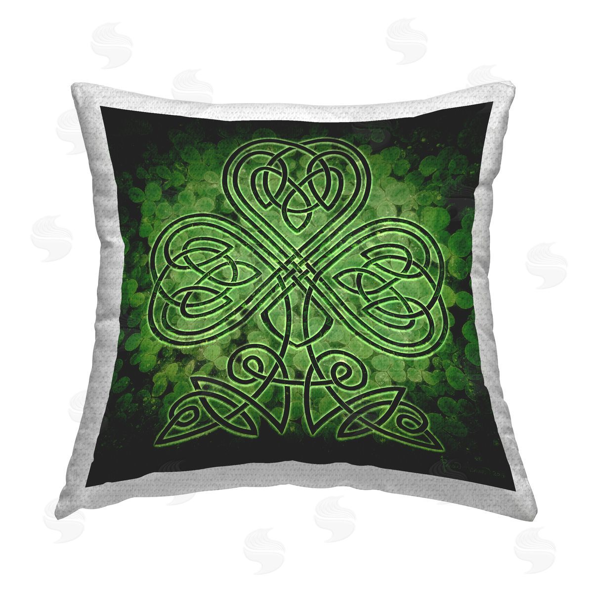 Brigid Ashwood Green Celtic Shamrock Outdoor Quick-Dry Polyester Printed Throw Pillow