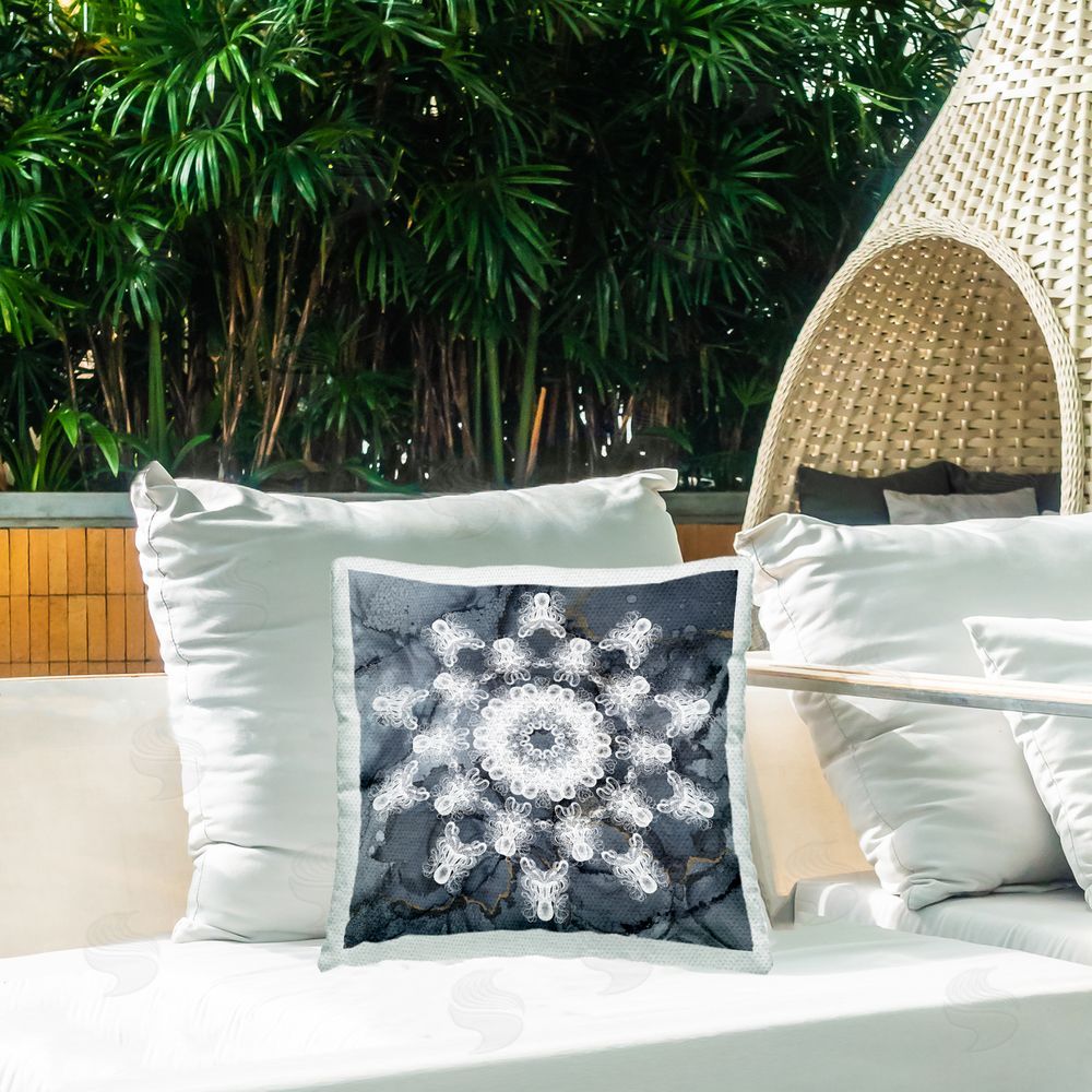 Christine Zalewski Boho Abstract Fractal Outdoor Quick-Dry Polyester Printed Throw Pillow in Back Yard
