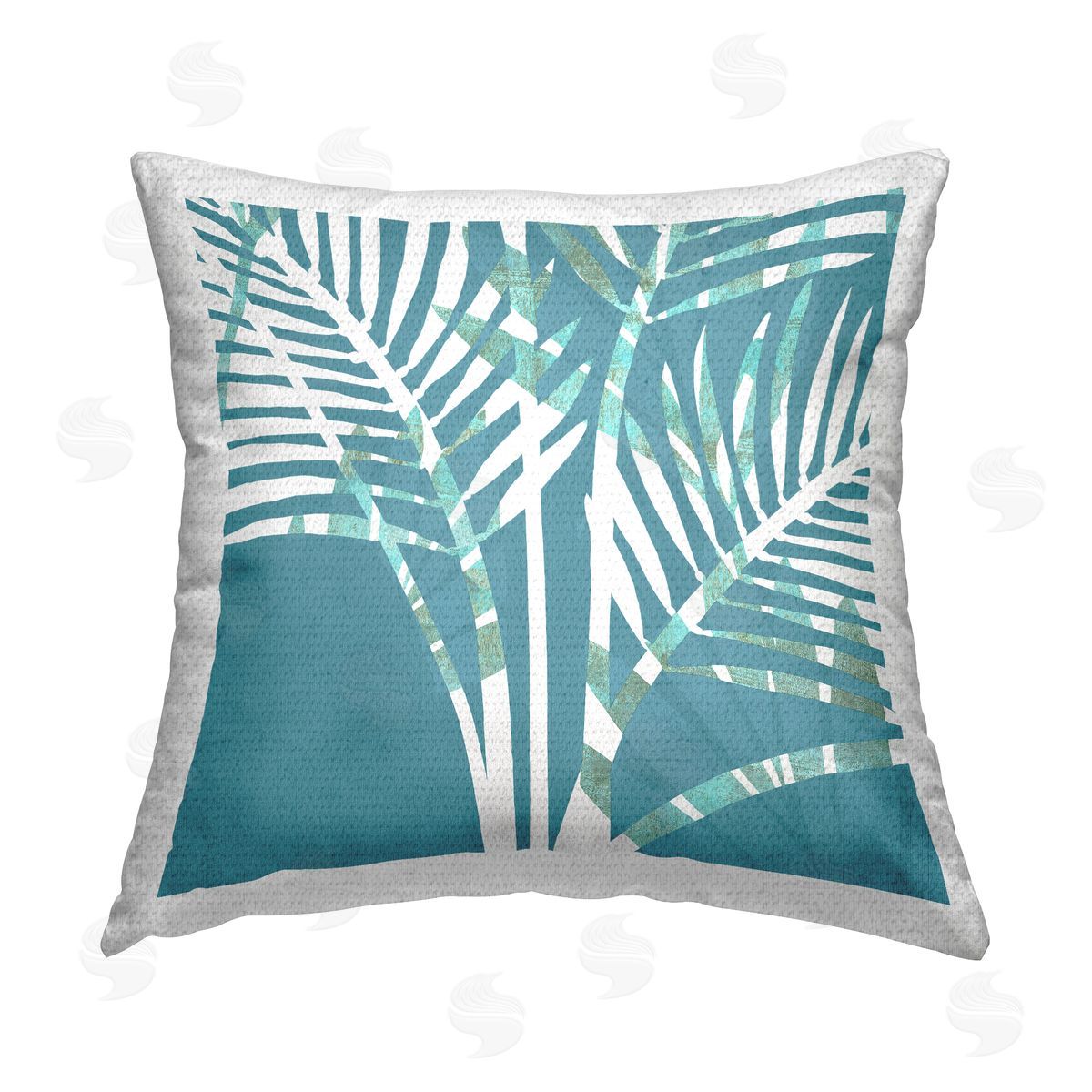 Flora Kouta Blue Palm Pattern Outdoor Quick-Dry Polyester Printed Throw Pillow