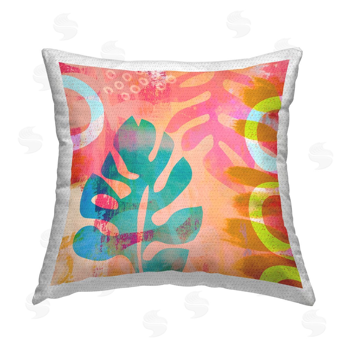 Andrea Haase Tropical Leaf Shapes Outdoor Quick-Dry Polyester Printed Throw Pillow