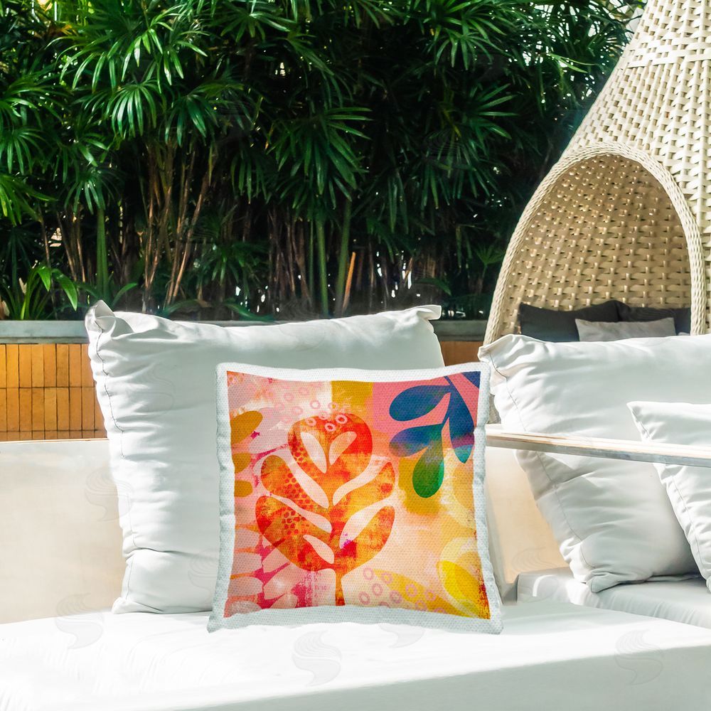 Andrea Haase Modern Tropical Leaves Outdoor Quick-Dry Polyester Printed Throw Pillow in Back Yard