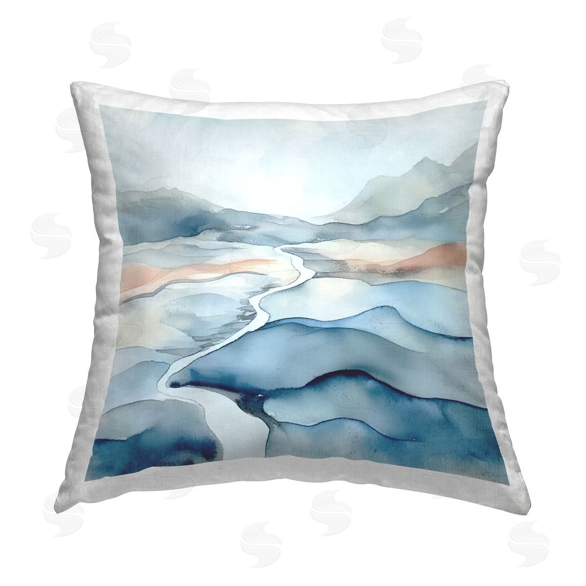 Andrea Haase Blue Stream Landscape Printed Plush Polyester Throw Pillow