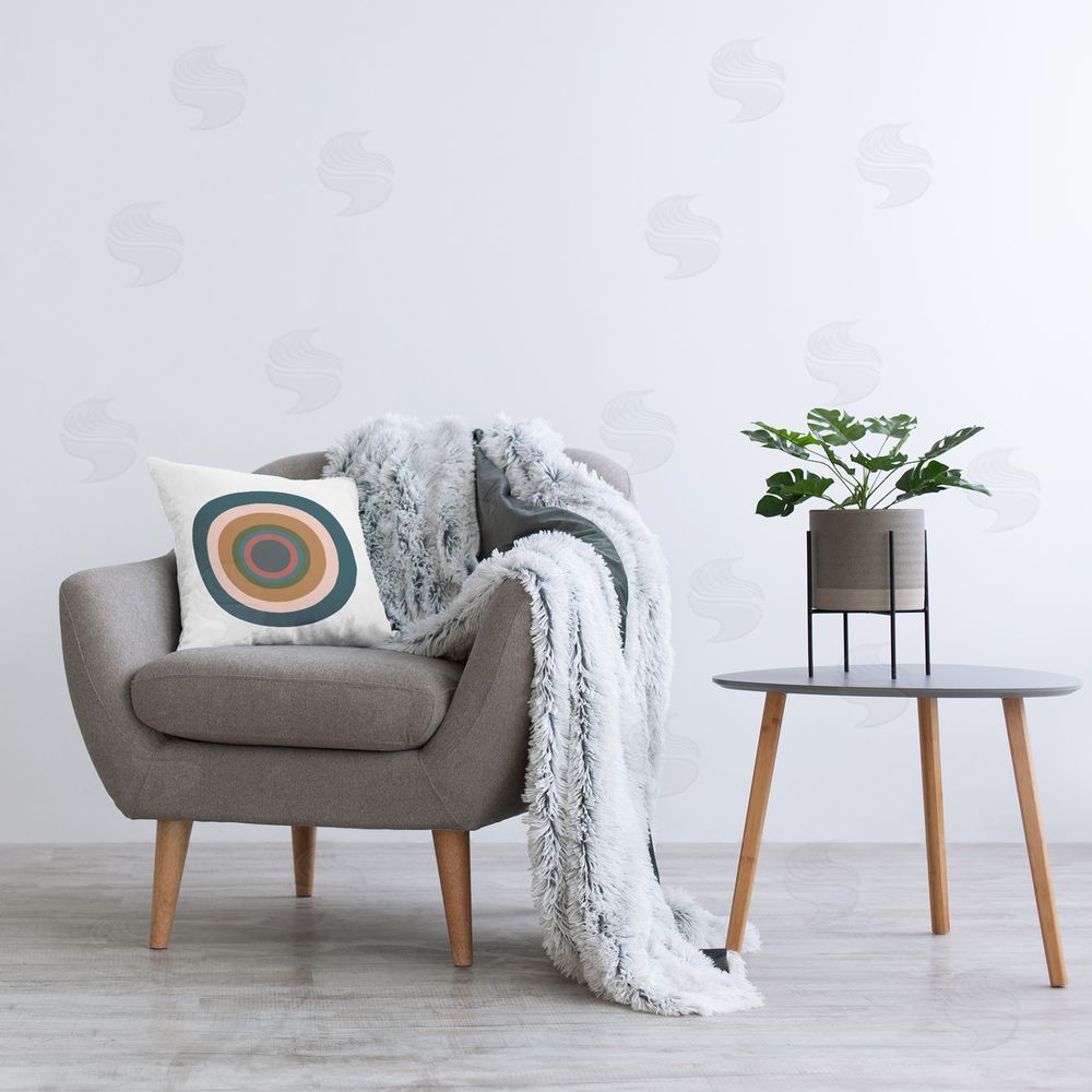 Jim Schlotzhauer Boho Circle Pattern Printed Plush Polyester Throw Pillow On Chair