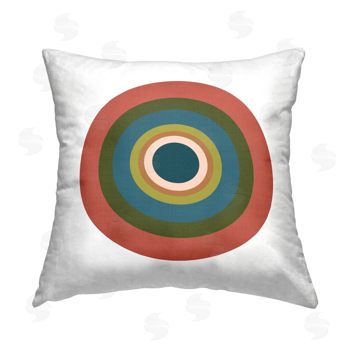 Jim Schlotzhauer Red Geometric Circle Printed Plush Polyester Throw Pillow