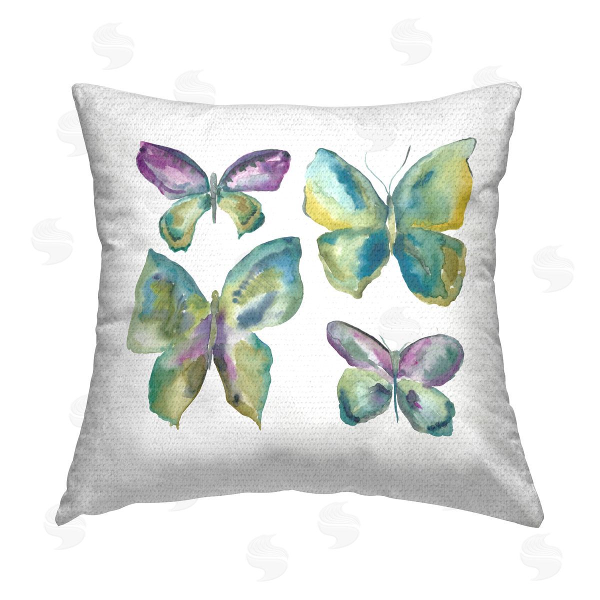 Chariklia Zarris Purple & Green Butterflies Outdoor Quick-Dry Polyester Printed Throw Pillow