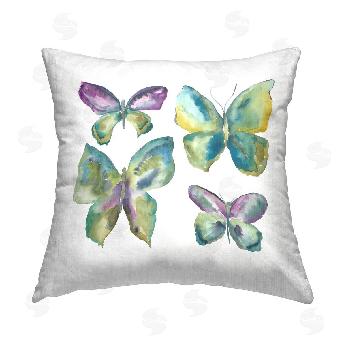 Chariklia Zarris Purple & Green Butterflies Printed Plush Polyester Throw Pillow