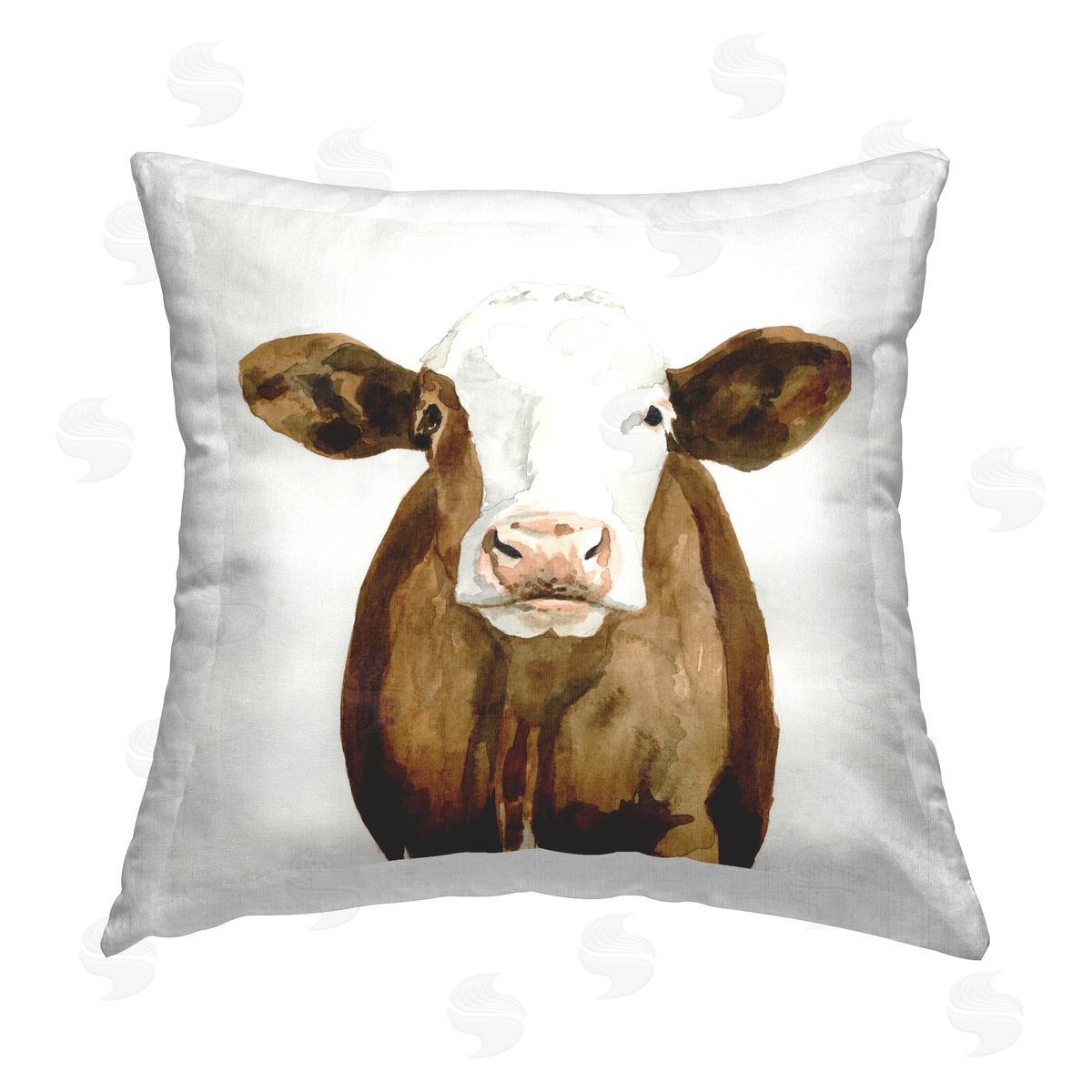 Victoria Barnes Brown Farmhouse Cow Printed Plush Polyester Throw Pillow