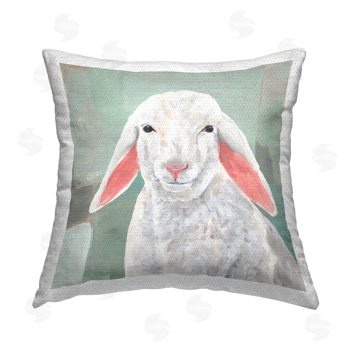 Annie Warren White Farmhouse Sheep Outdoor Quick-Dry Polyester Printed Throw Pillow