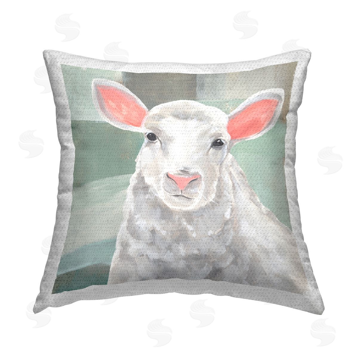 Annie Warren White Sheep Portrait Outdoor Quick-Dry Polyester Printed Throw Pillow