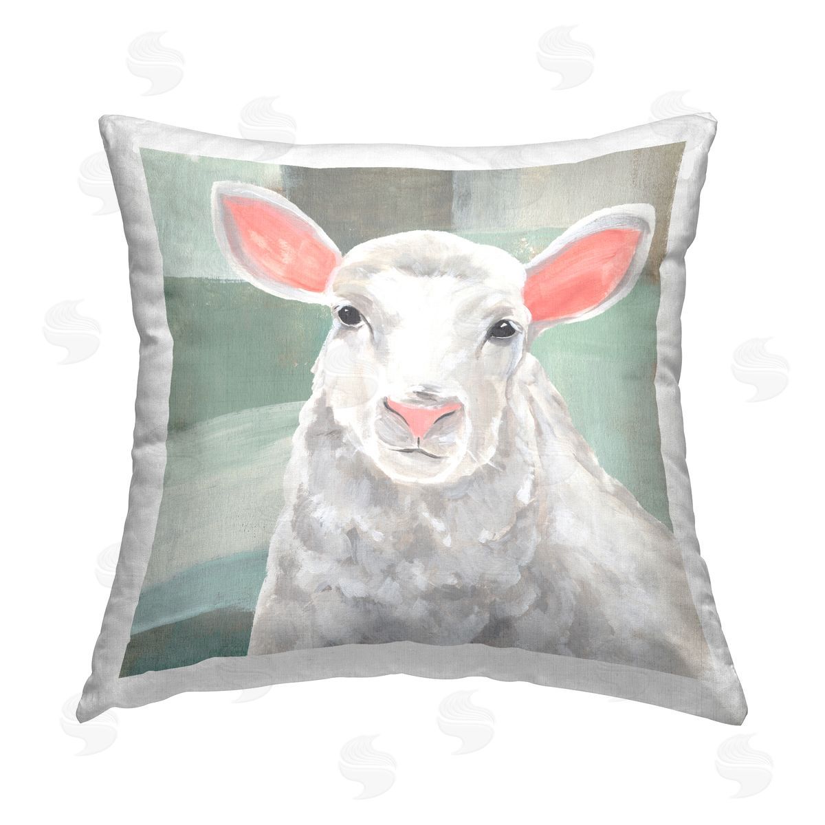Annie Warren White Sheep Portrait Printed Plush Polyester Throw Pillow