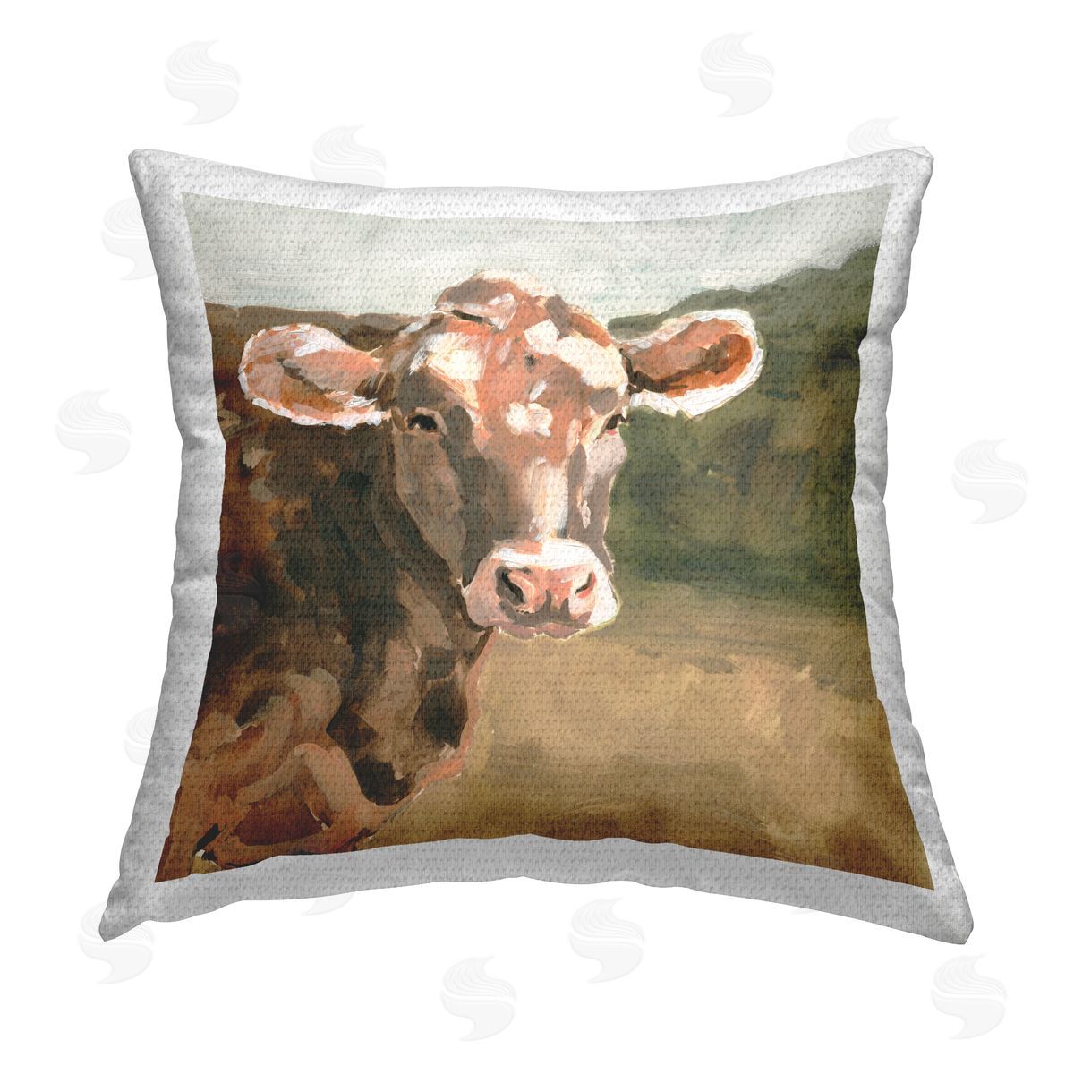 Victoria Barnes Traditional Cow Portrait Outdoor Quick-Dry Polyester Printed Throw Pillow