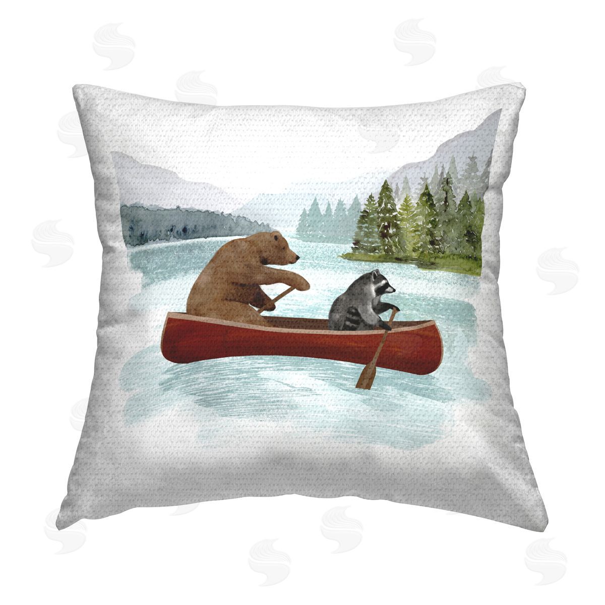 Victoria Barnes Animals with Canoe Outdoor Quick-Dry Polyester Printed Throw Pillow