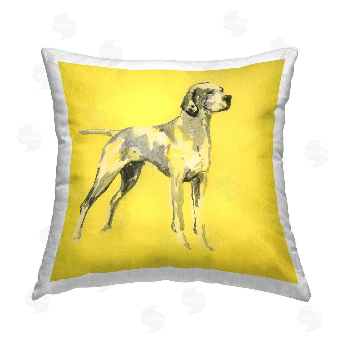 cartissi Great Dane on Yellow Printed Plush Polyester Throw Pillow