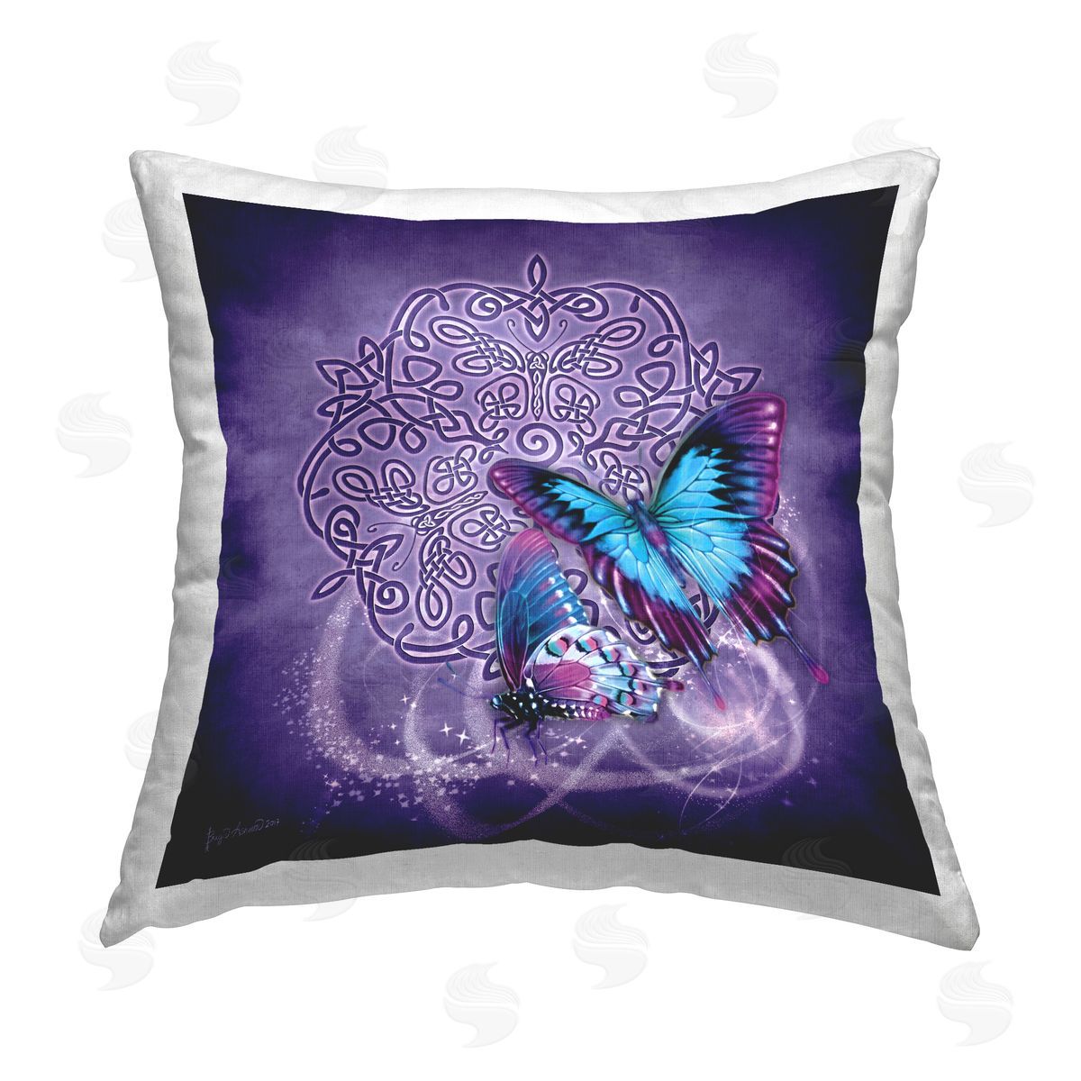 Brigid Ashwood Purple Celtic Butterfly Printed Plush Polyester Throw Pillow