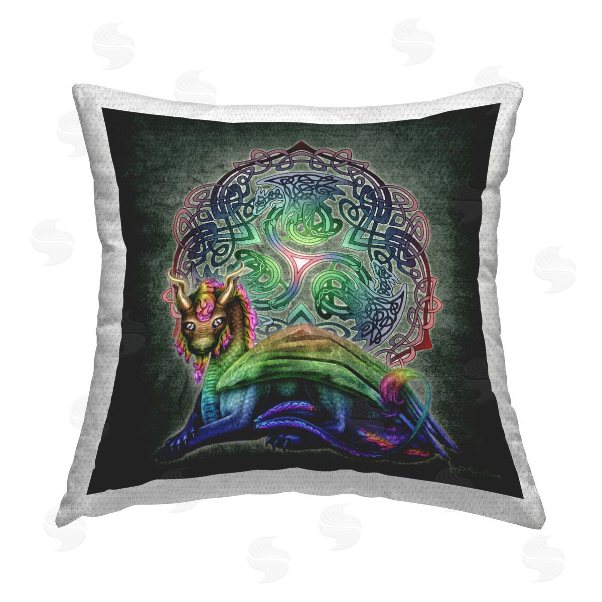 Brigid Ashwood Dragon Celtic Knot Outdoor Quick-Dry Polyester Printed Throw Pillow