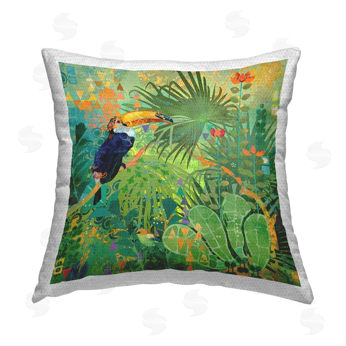 Evelia Designs Abstract Jungle Toucan Outdoor Quick-Dry Polyester Printed Throw Pillow