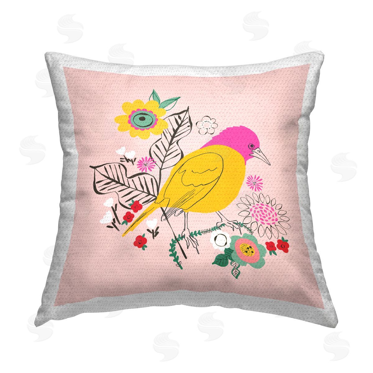 Pragya Kothari Bird & Florals Pattern Outdoor Quick-Dry Polyester Printed Throw Pillow