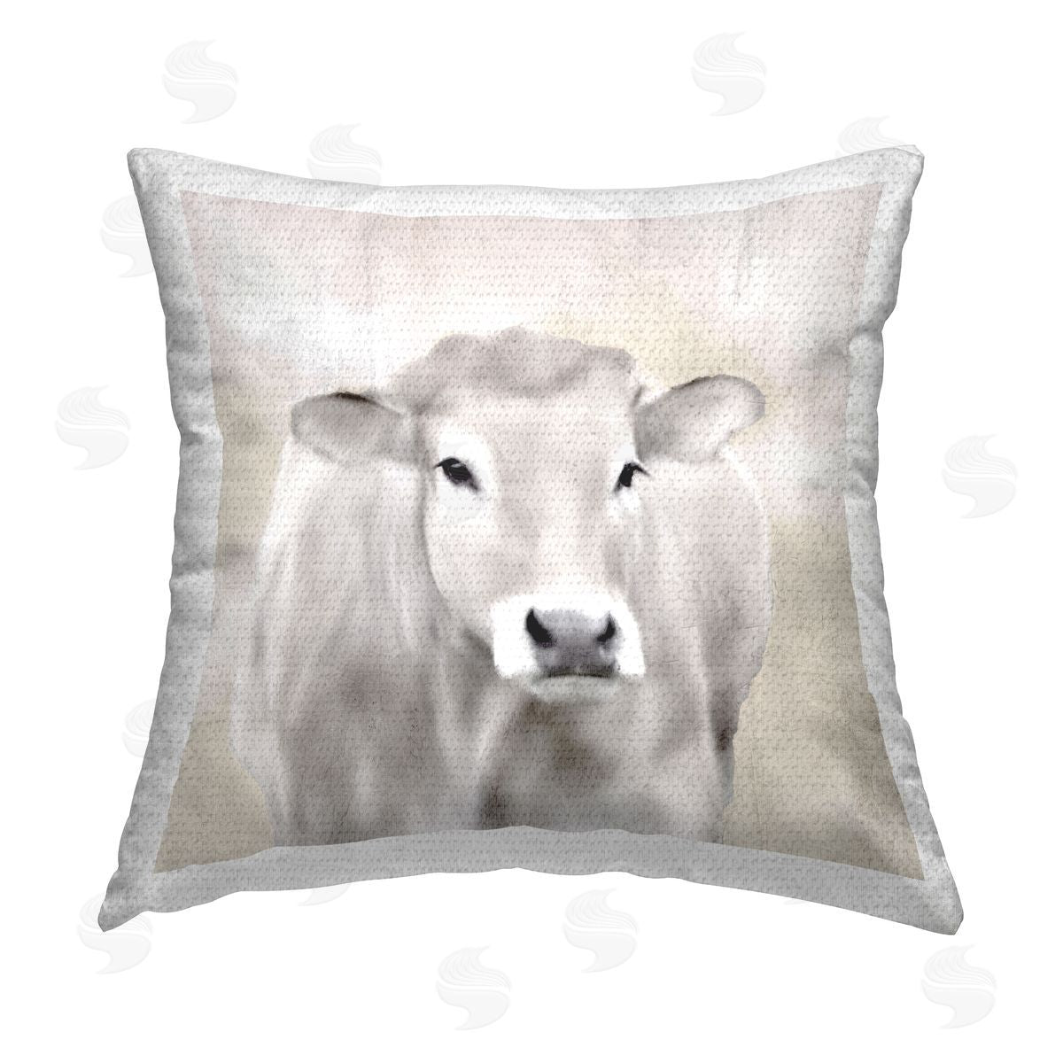 Kim Allen Grey Cattle Portrait Outdoor Quick-Dry Polyester Printed Throw Pillow