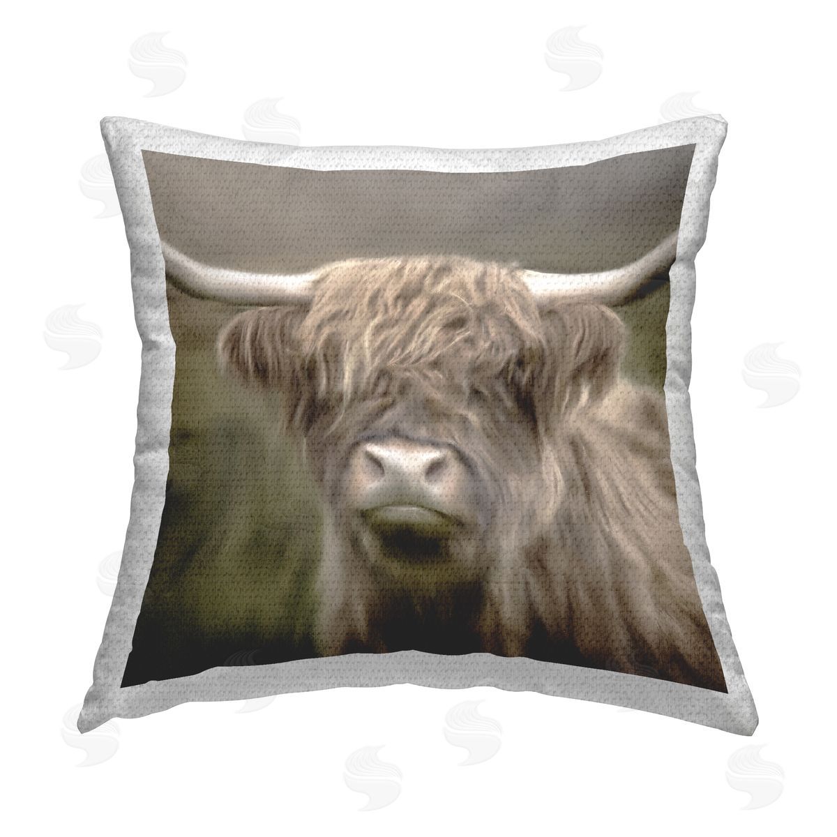 Kim Allen Highland Cattle Face Outdoor Quick-Dry Polyester Printed Throw Pillow