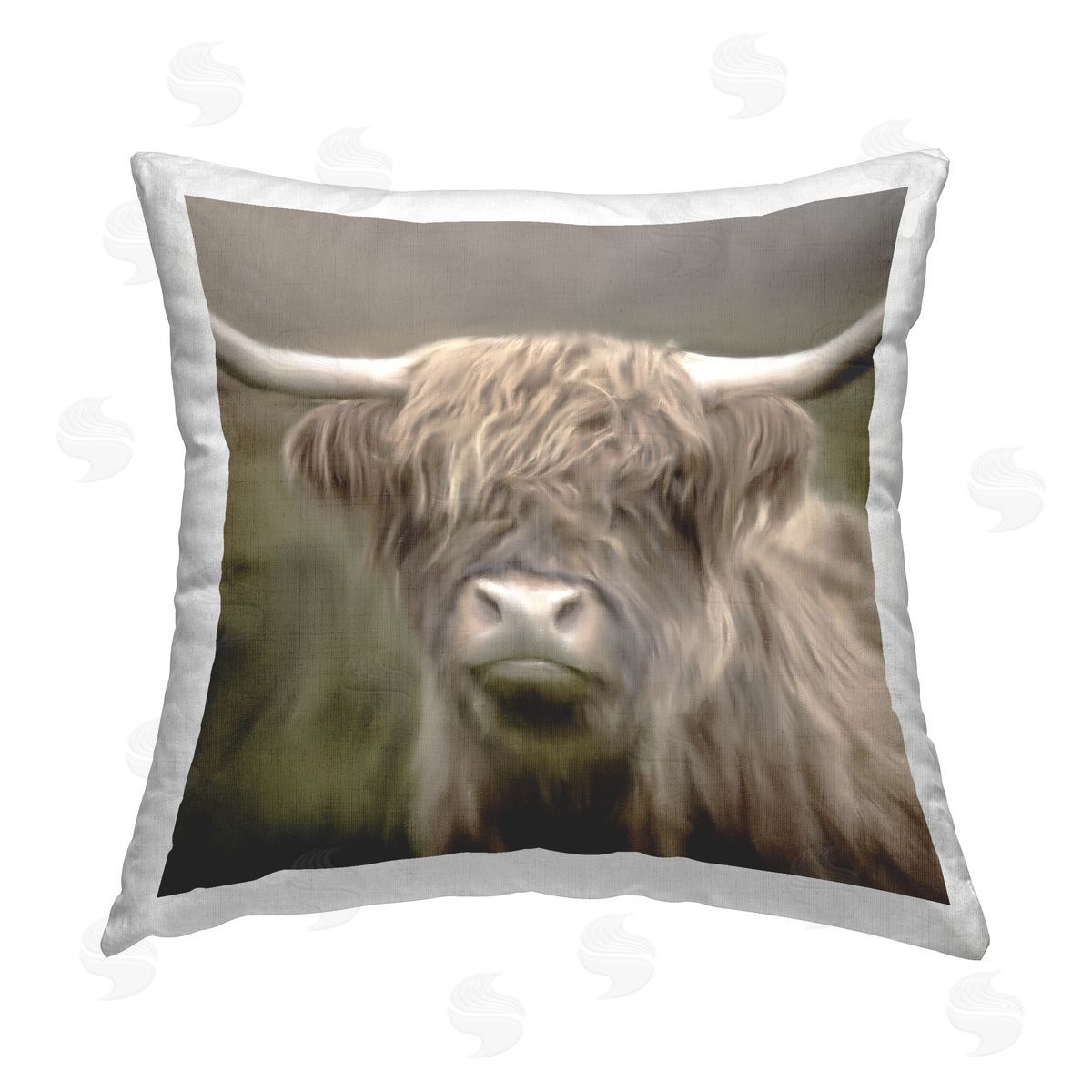 Kim Allen Highland Cattle Face Printed Plush Polyester Throw Pillow
