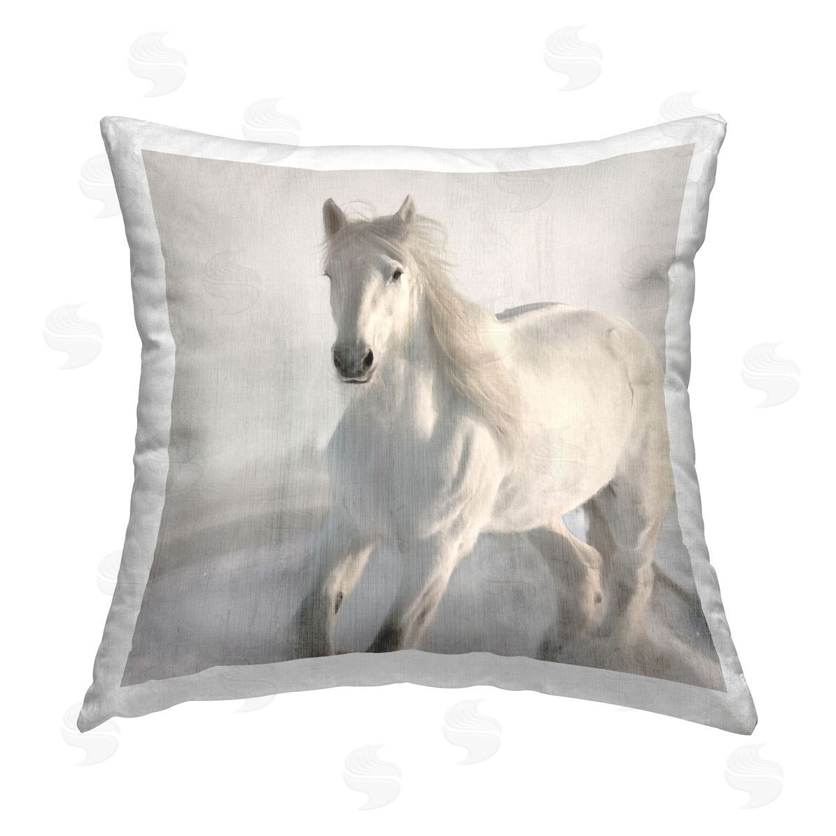 Kim Allen Galloping White Horse Printed Plush Polyester Throw Pillow