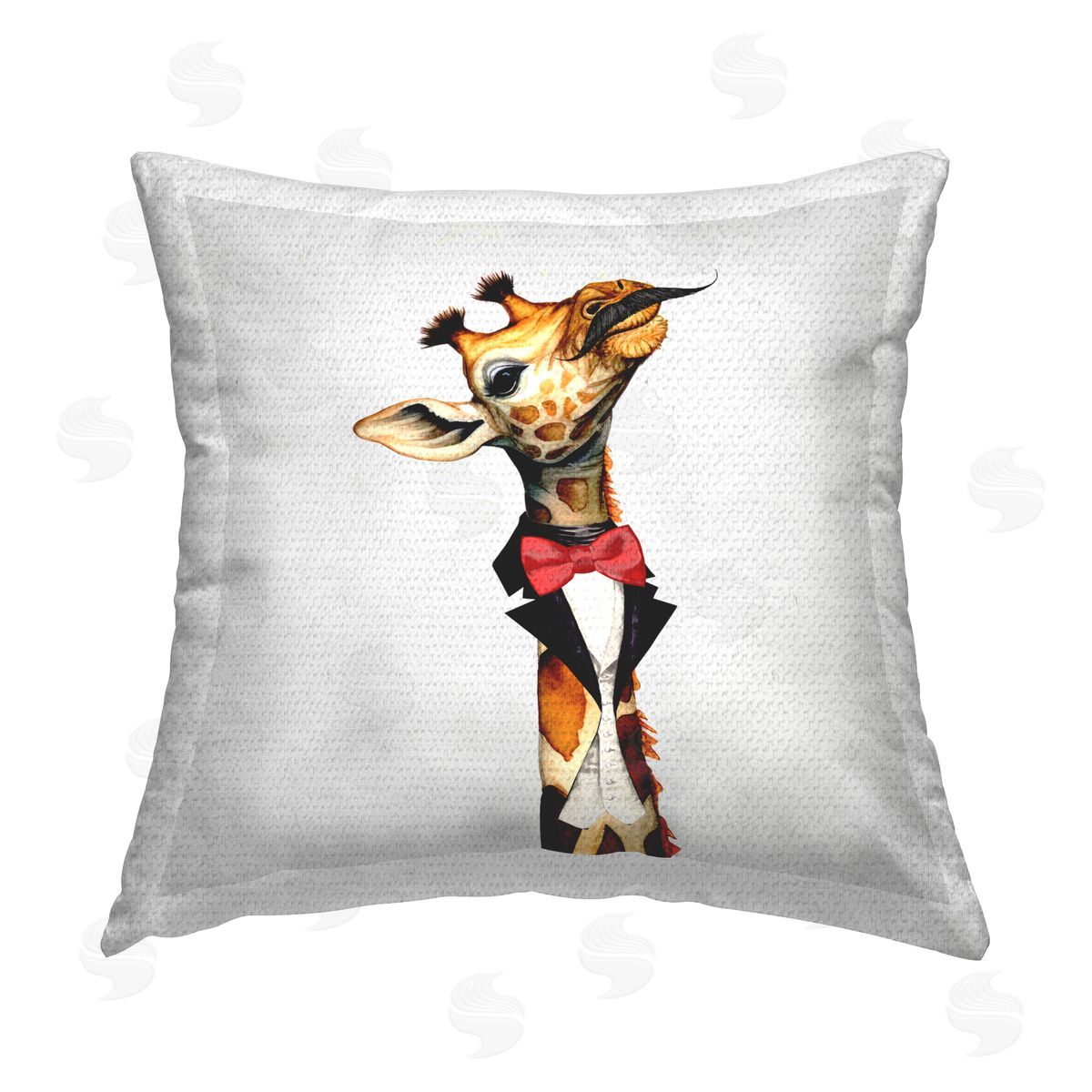 Karen Smith Giraffe with Mustache Outdoor Quick-Dry Polyester Printed Throw Pillow